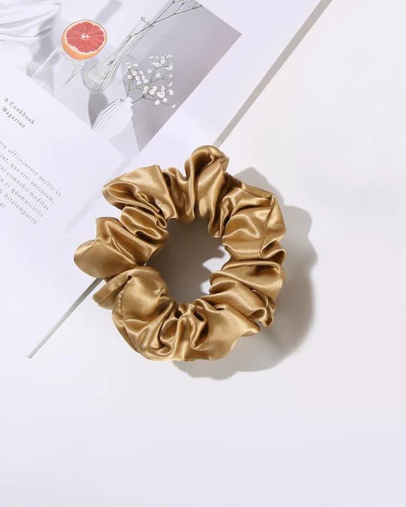 3.5 CM Midi Silk Scrunchies, Gold