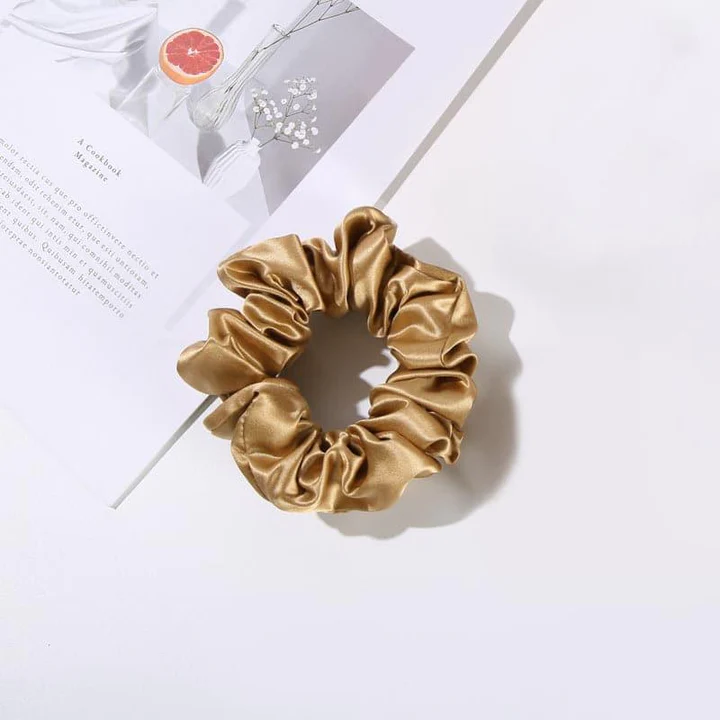 3.5 CM Midi Silk Scrunchies, Gold