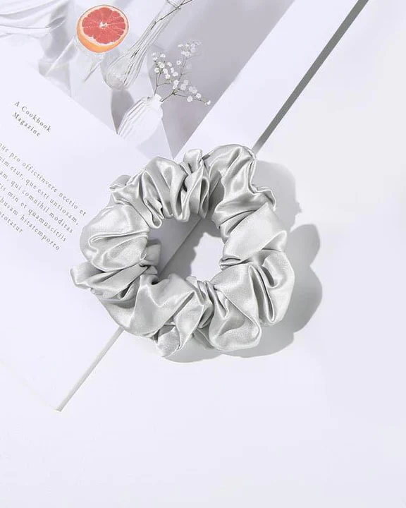 3.5 CM Midi Silk Scrunchies, Grey