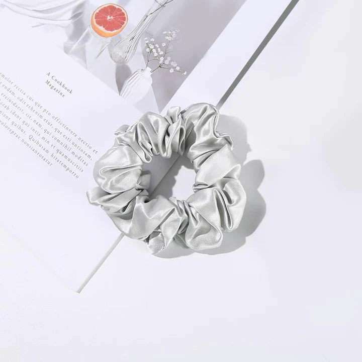 3.5 CM Midi Silk Scrunchies, Grey