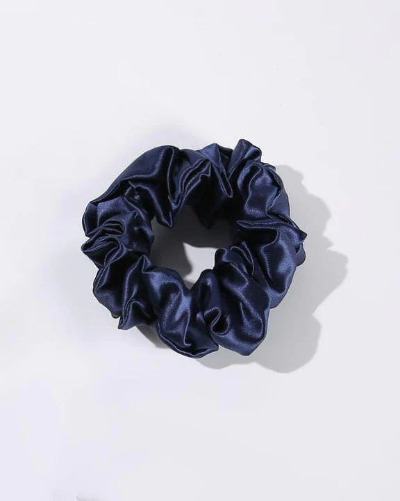 3.5 CM Midi Silk Scrunchies, Navy