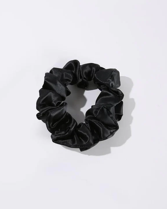 3.5 CM Midi Silk Scrunchies, Black