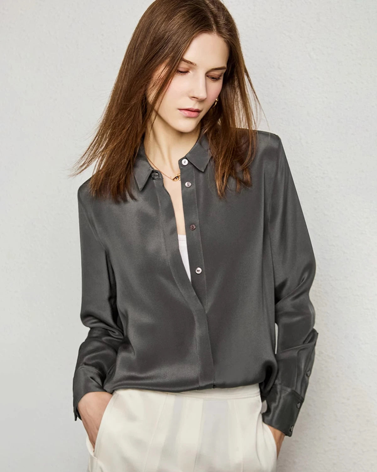 30 Momme Classic Concealed Silk Blouse - DAISYSILK