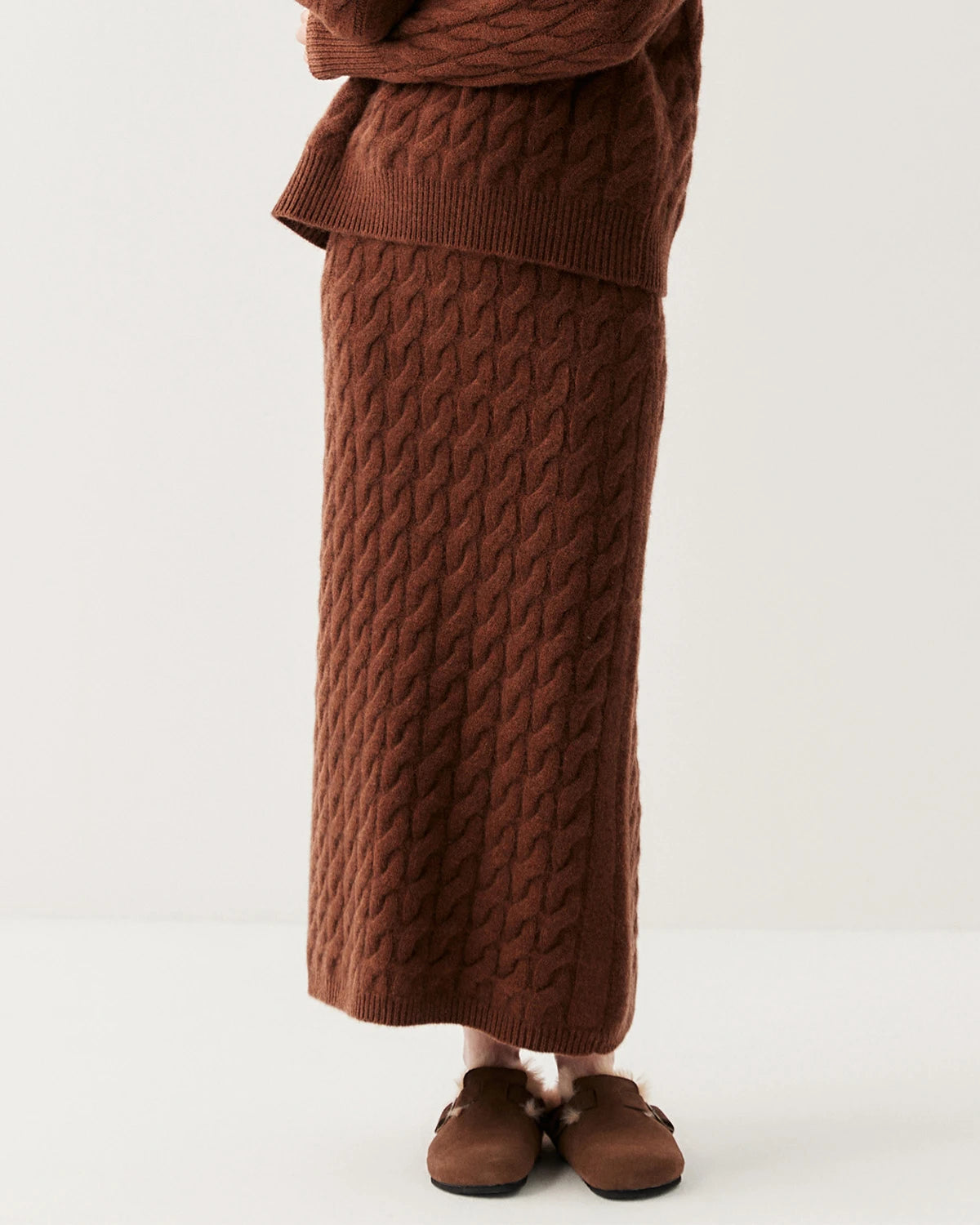 Cashmere Wool Cable Knit Sweater and Skirt Set - DAISYSILK