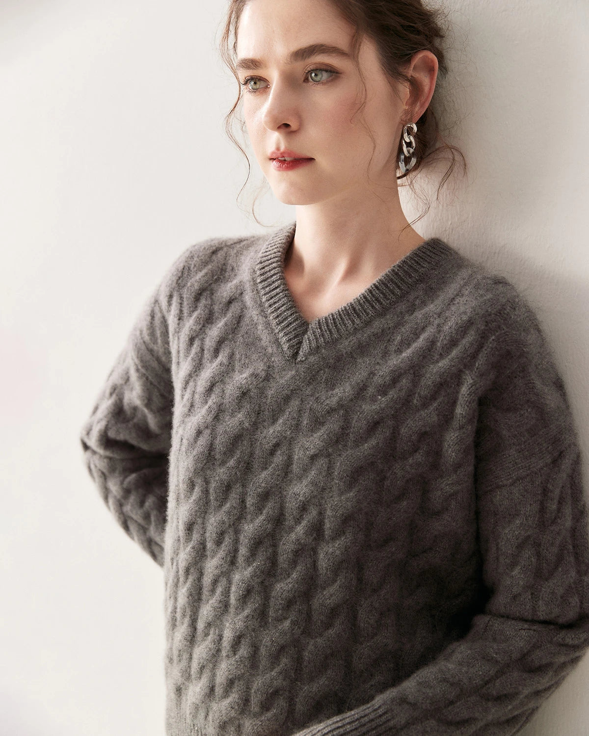 Cashmere Wool Cable Knit Sweater and Skirt Set - DAISYSILK