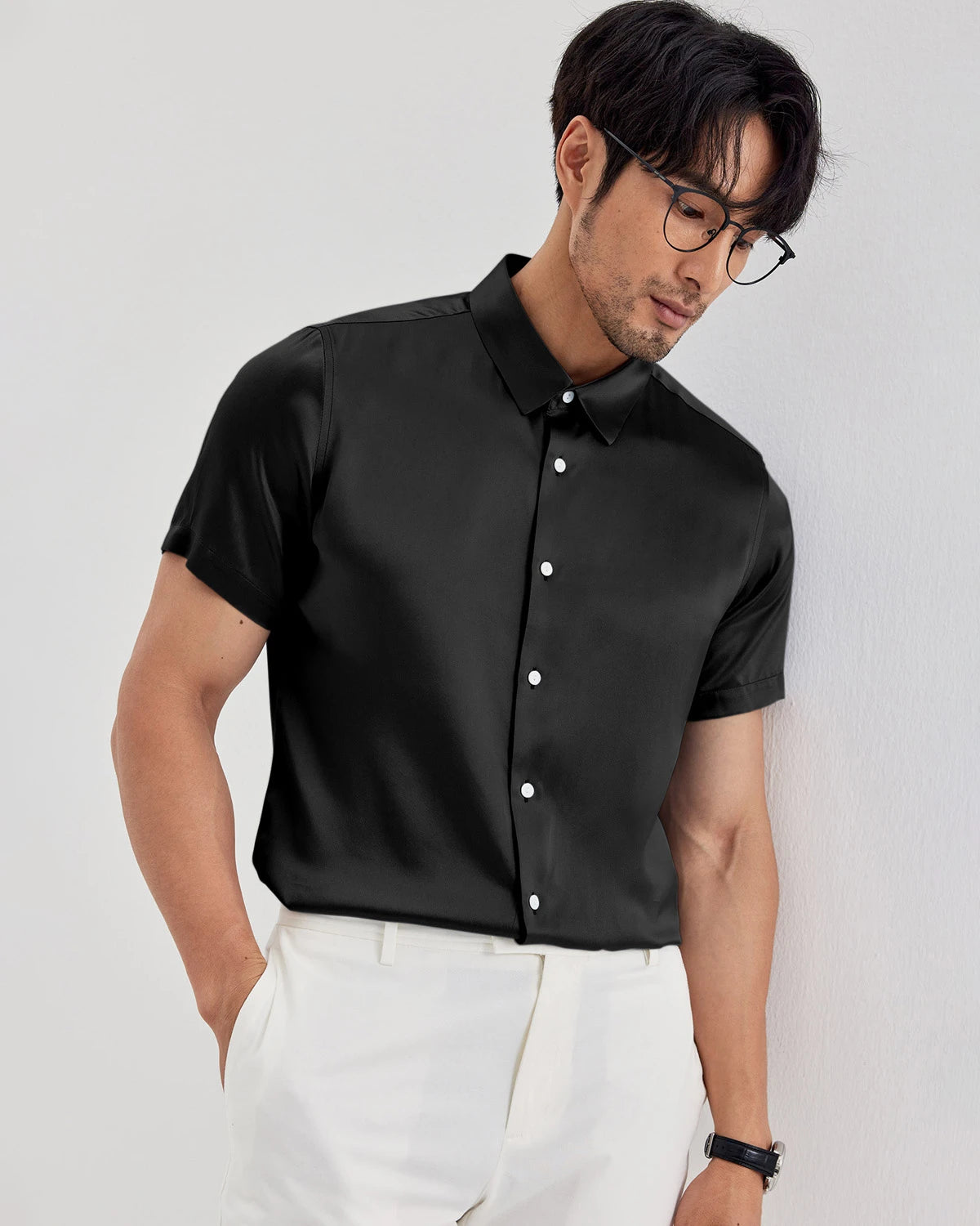 Mens Washable Silk Shirt Short Sleeve - DAISYSILK