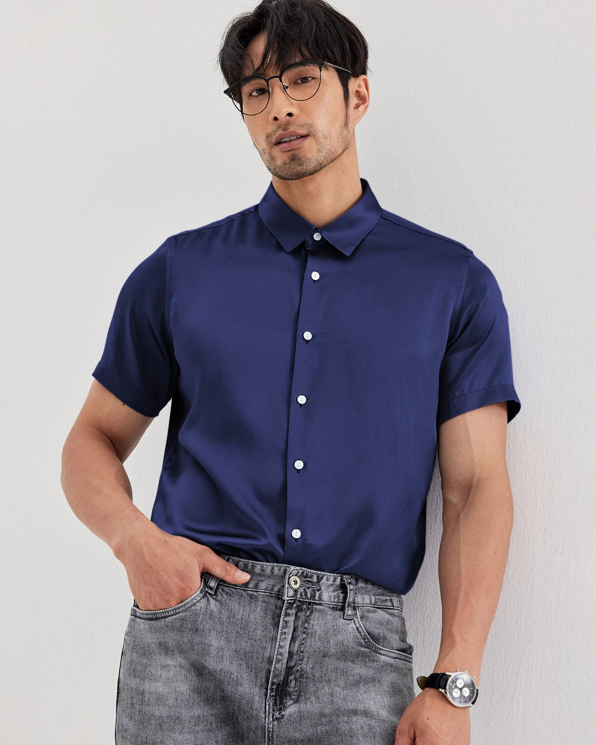 Mens Washable Silk Shirt Short Sleeve - DAISYSILK