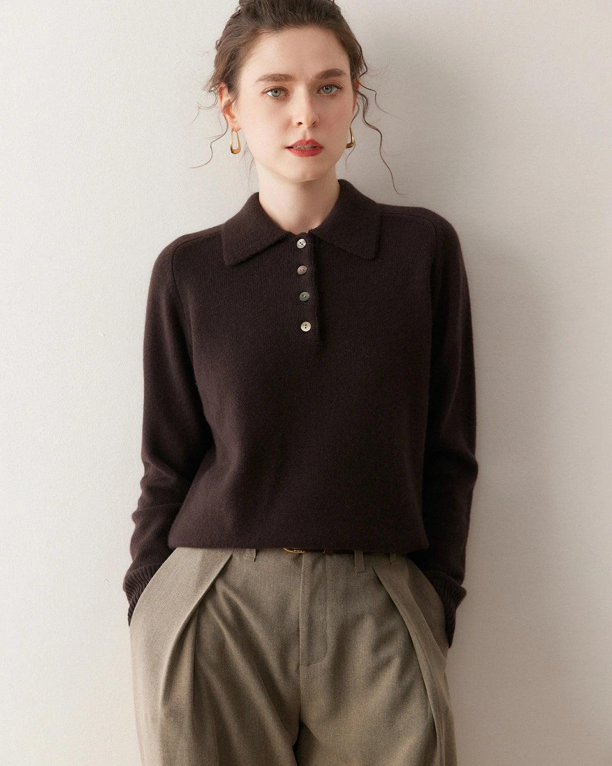 Women’s Polo Neck Cashmere Sweater - DAISYSILK