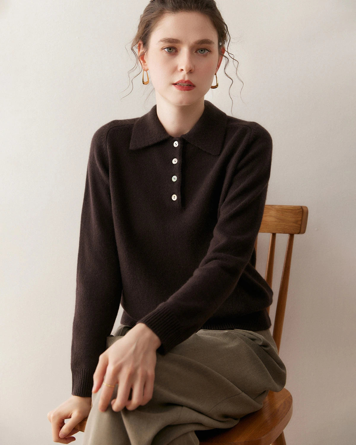 Women’s Polo Neck Cashmere Sweater - DAISYSILK