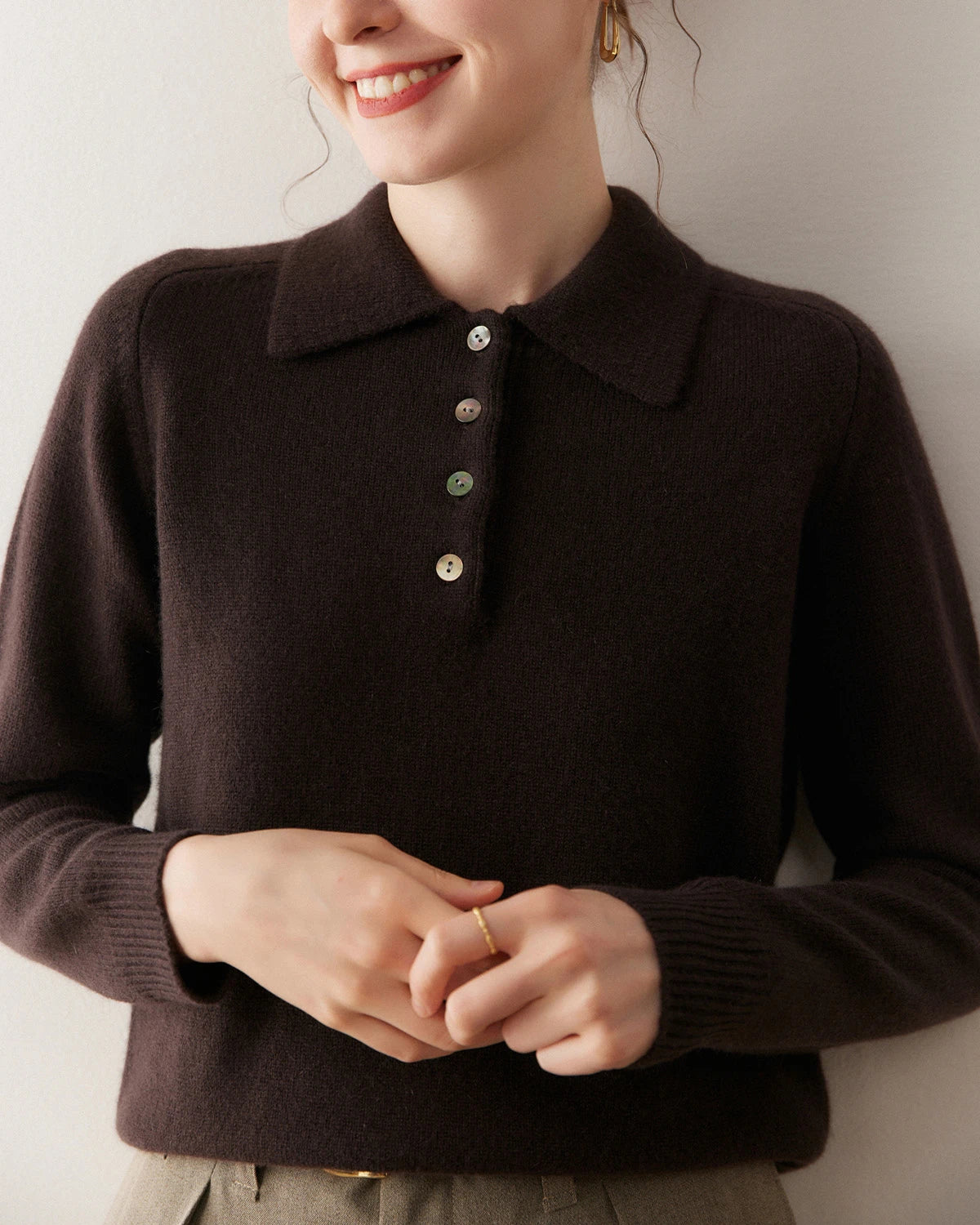 Women’s Polo Neck Cashmere Sweater - DAISYSILK