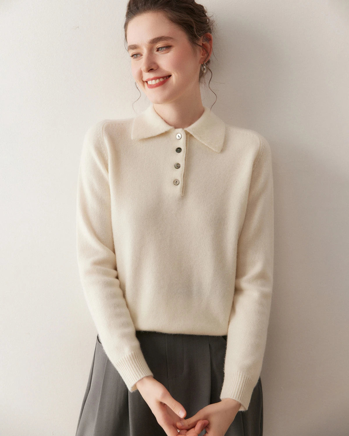 Women’s Polo Neck Cashmere Sweater - DAISYSILK