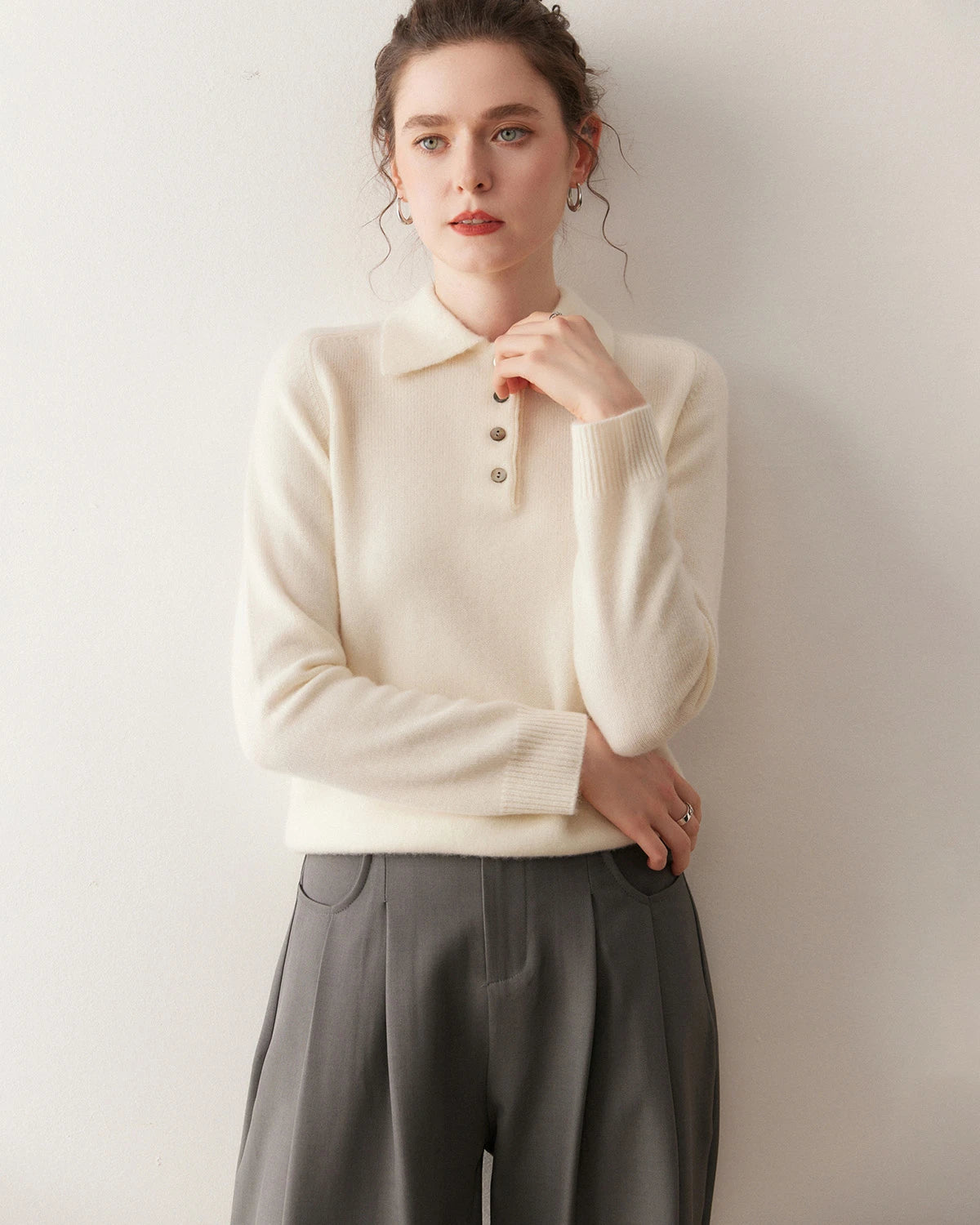 Women’s Polo Neck Cashmere Sweater - DAISYSILK
