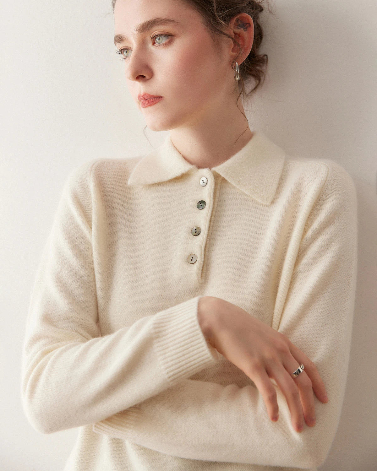 Women’s Polo Neck Cashmere Sweater - DAISYSILK