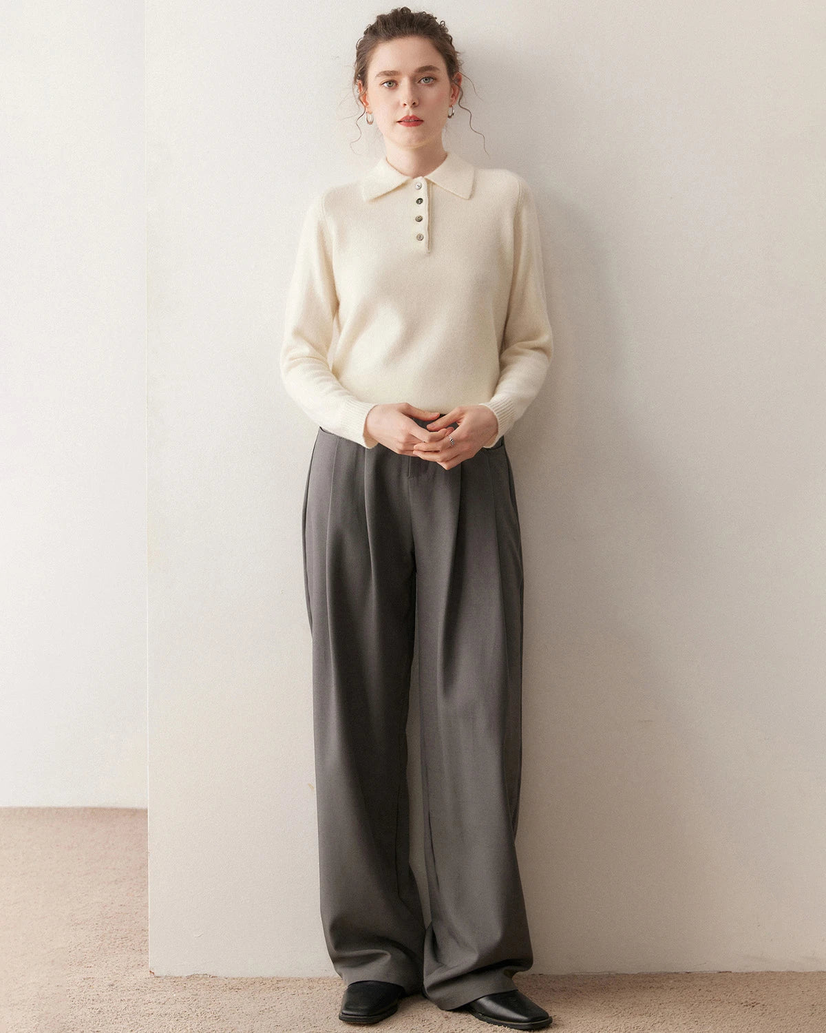 Women’s Polo Neck Cashmere Sweater - DAISYSILK