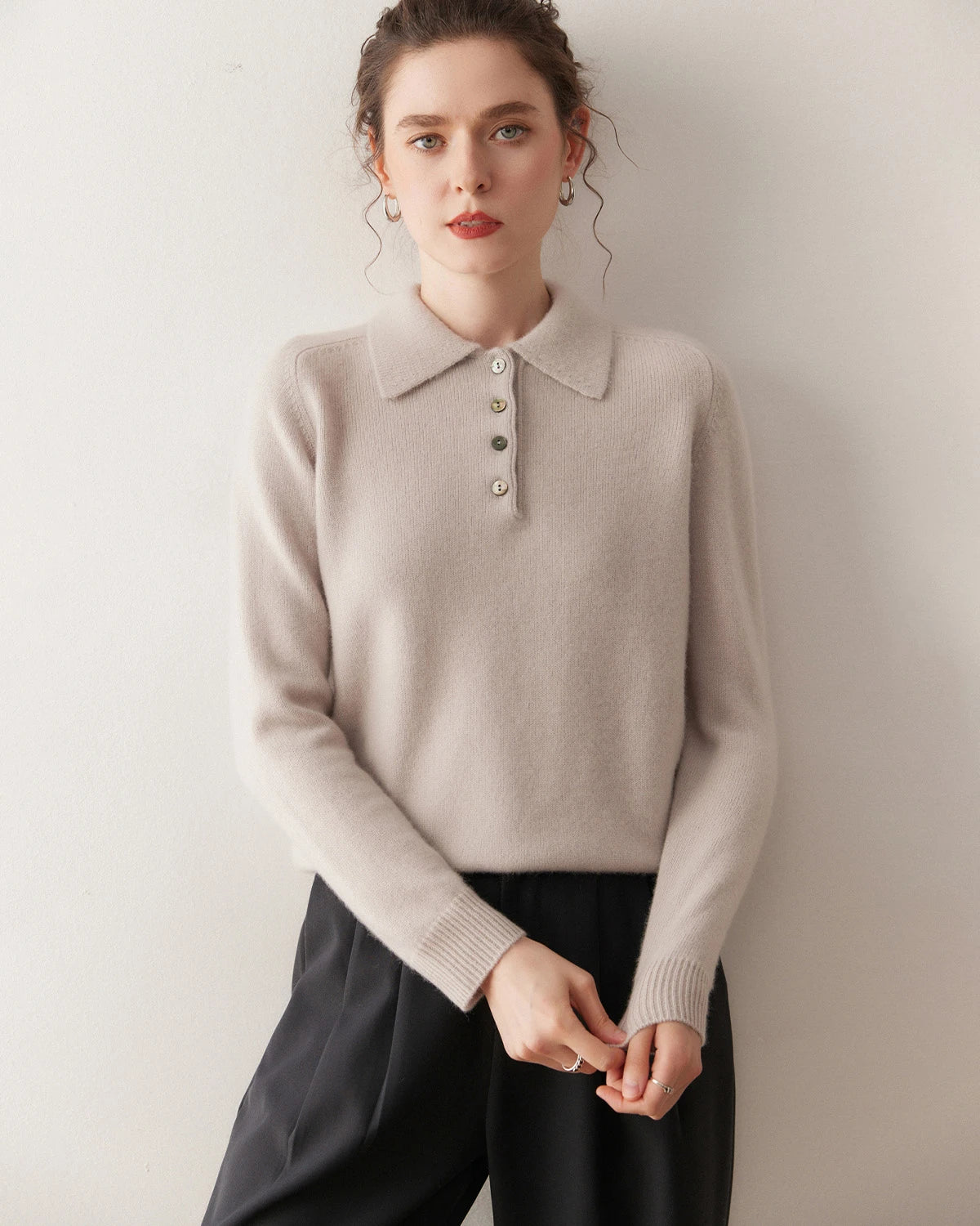 Women’s Polo Neck Cashmere Sweater - DAISYSILK