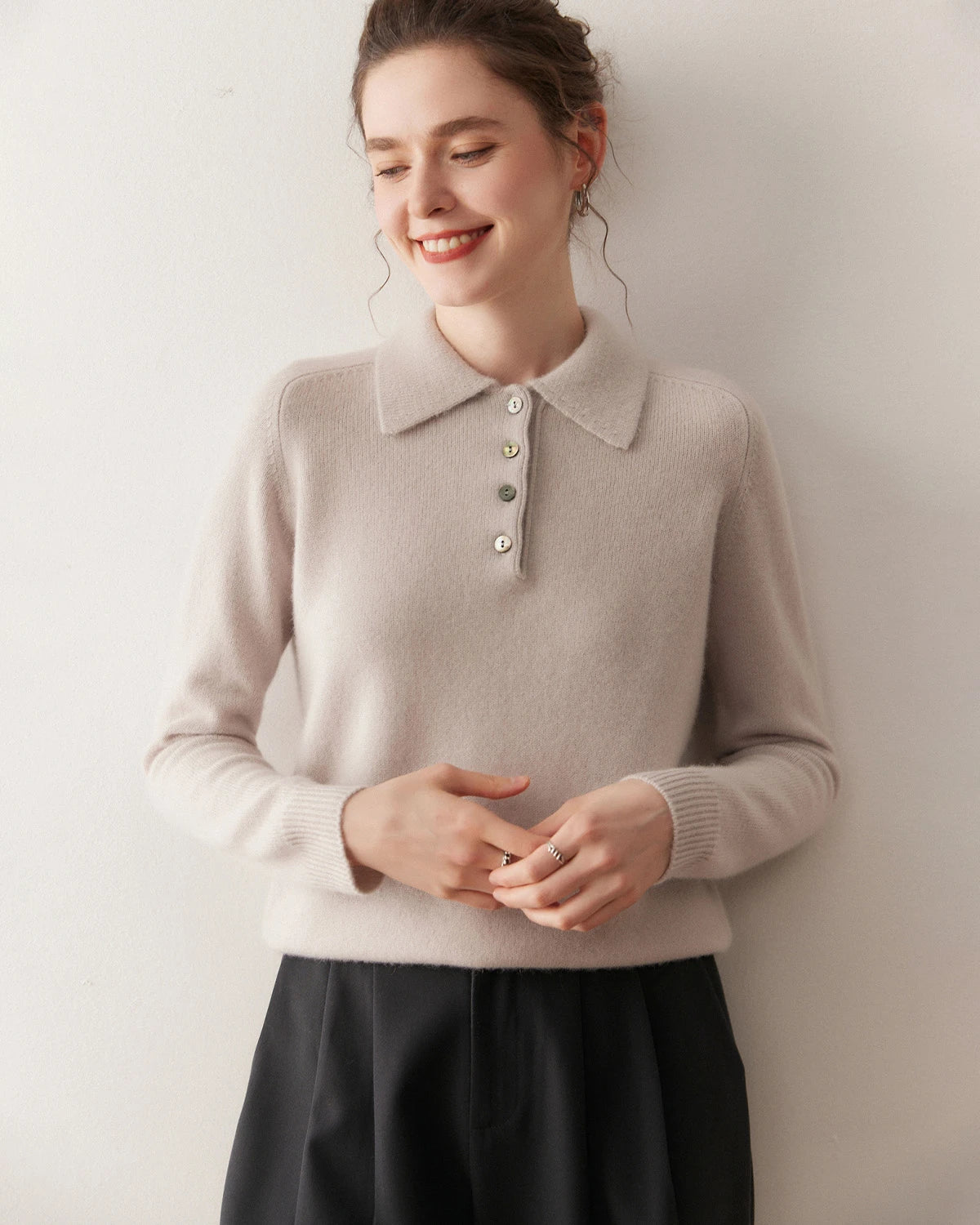 Women’s Polo Neck Cashmere Sweater - DAISYSILK