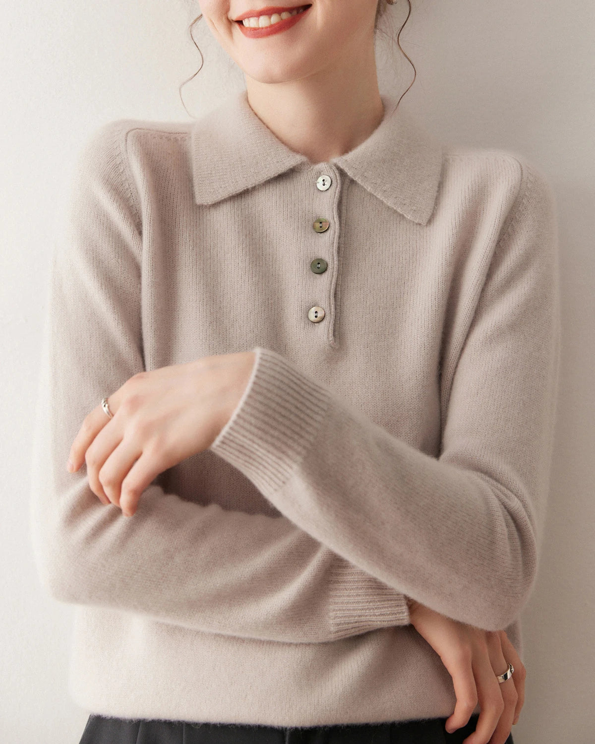 Women’s Polo Neck Cashmere Sweater - DAISYSILK