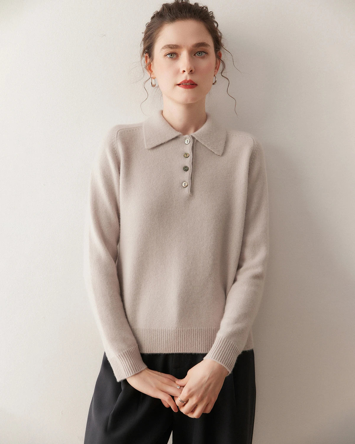 Women’s Polo Neck Cashmere Sweater - DAISYSILK