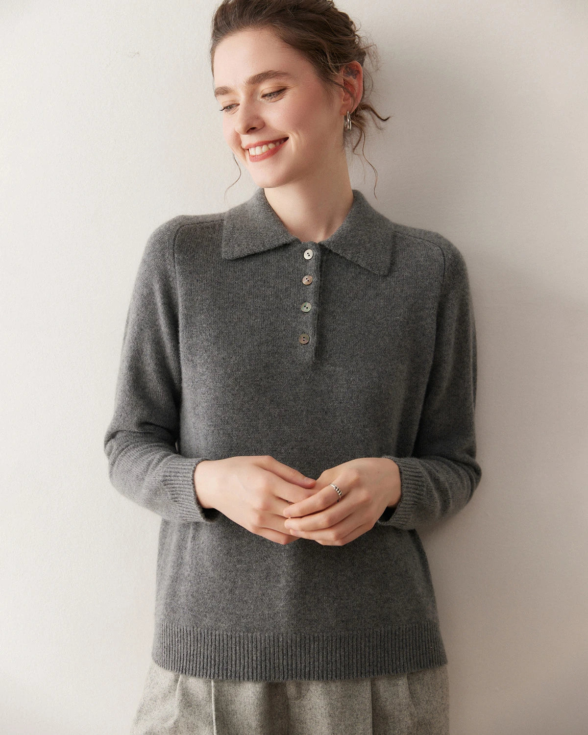 Women’s Polo Neck Cashmere Sweater - DAISYSILK