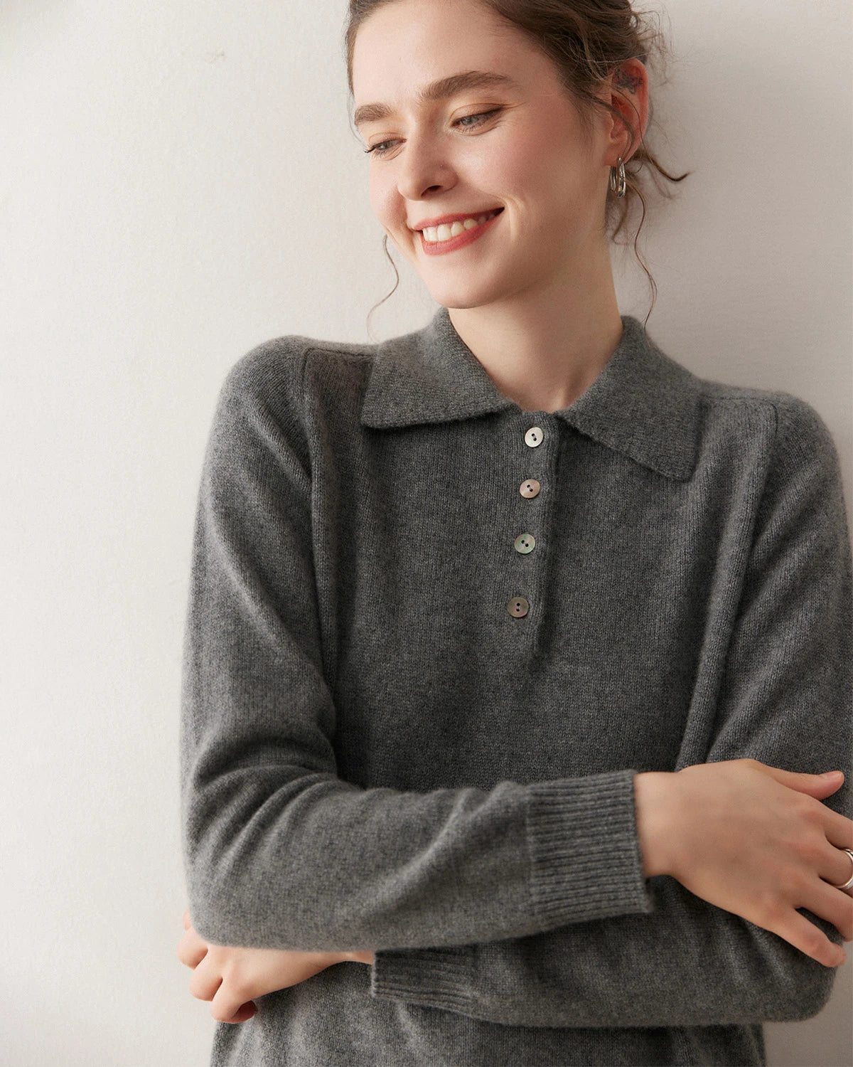 Women’s Polo Neck Cashmere Sweater - DAISYSILK