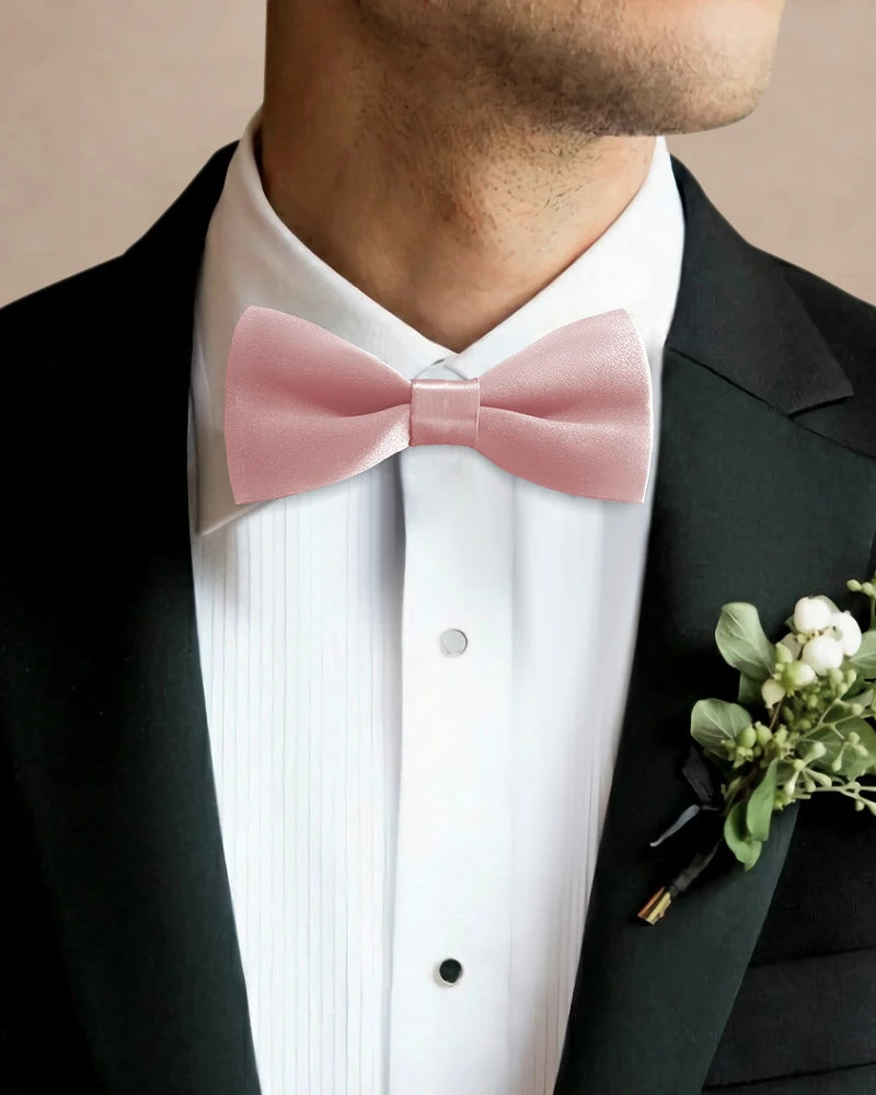 Washable Silk Bow Tie for Wedding, Pink