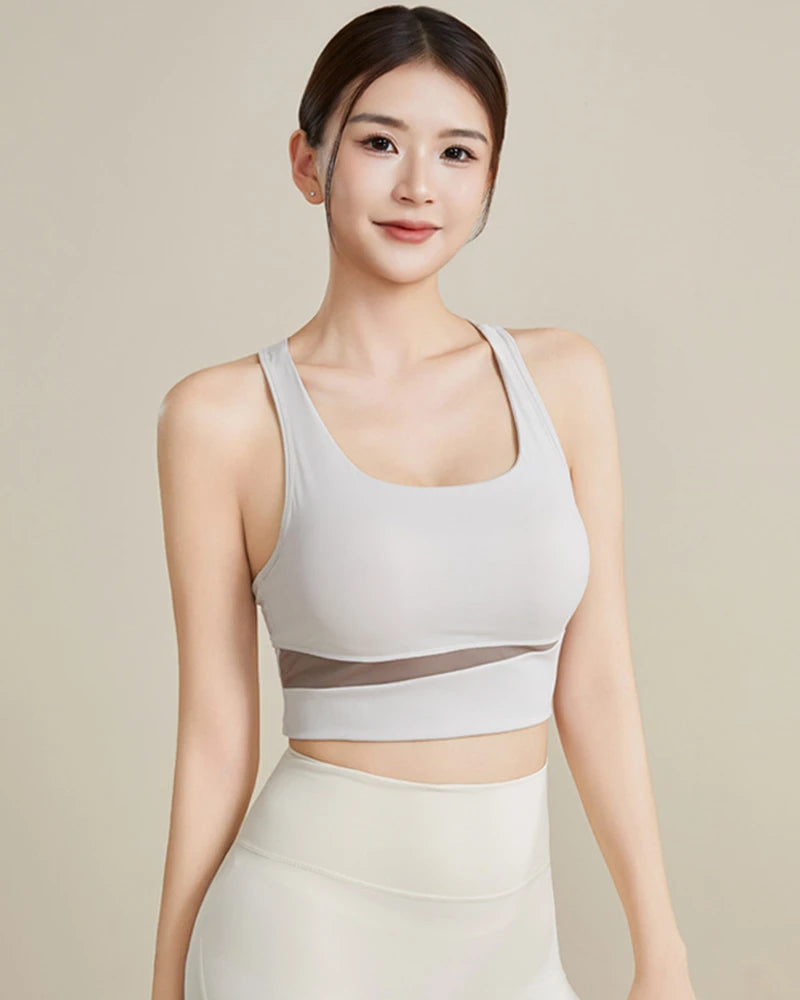 Silk Yoga Sports Bra, Grey