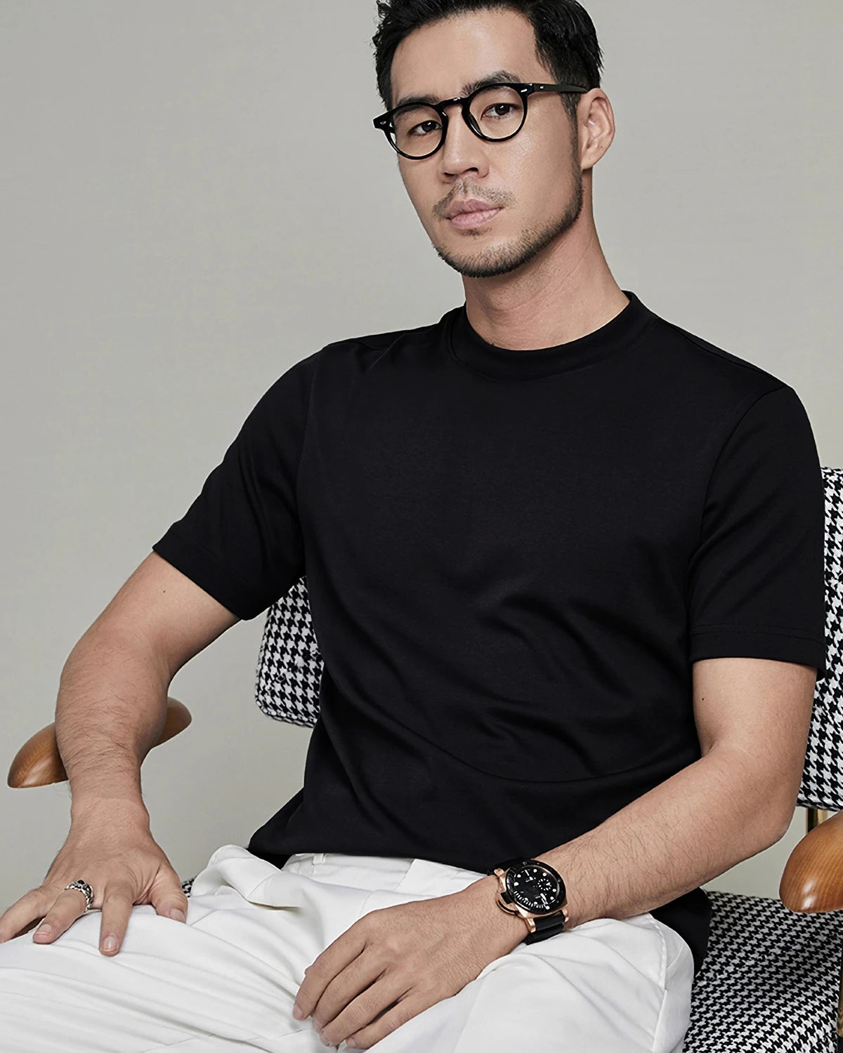 Men's Slim Fit Silk Jersey, Black