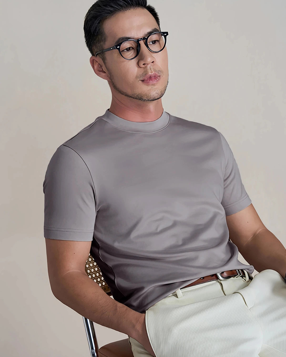 Men's Slim Fit Silk Jersey, Grey