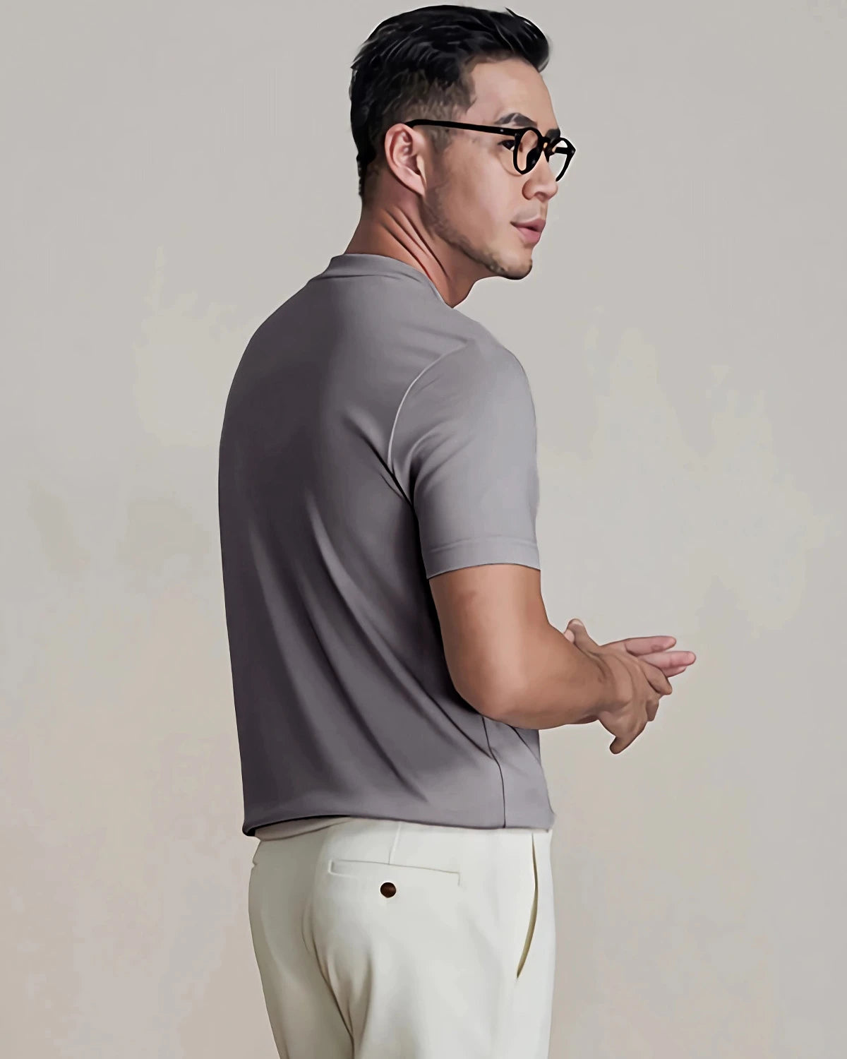 Men's Slim Fit Silk Jersey, Grey