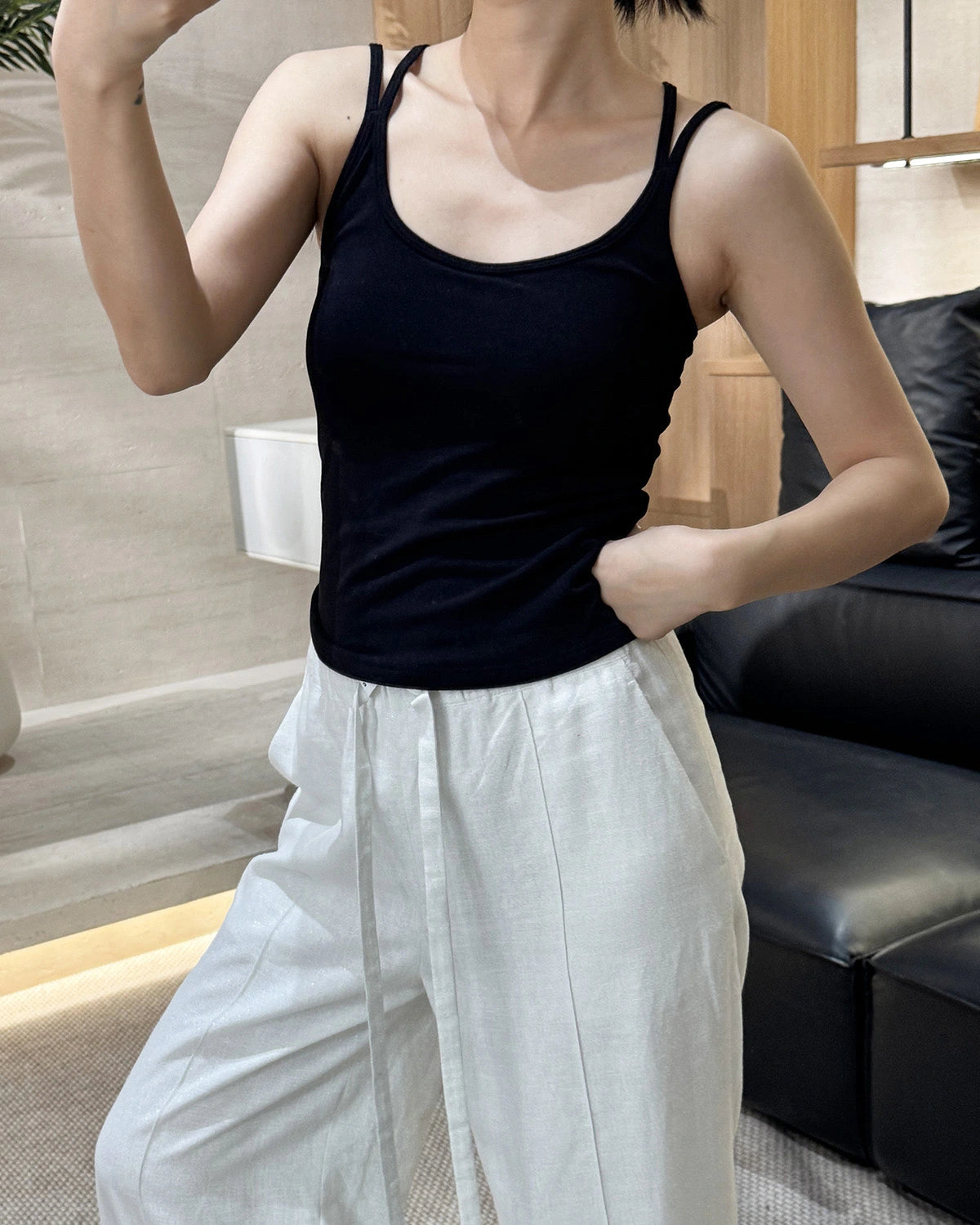 Wool Brushed Camisole with Built-In Bra - DAISYSILK