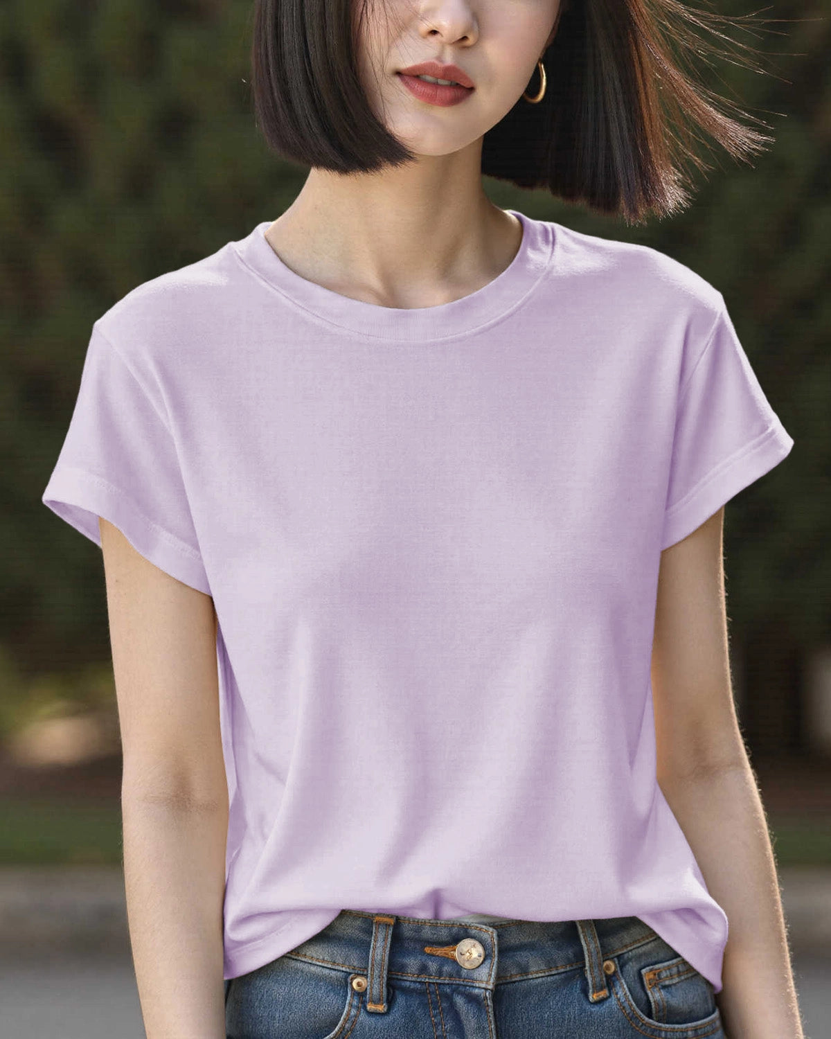 Women’s Silk Jersey Crew Neck Tee, Purple