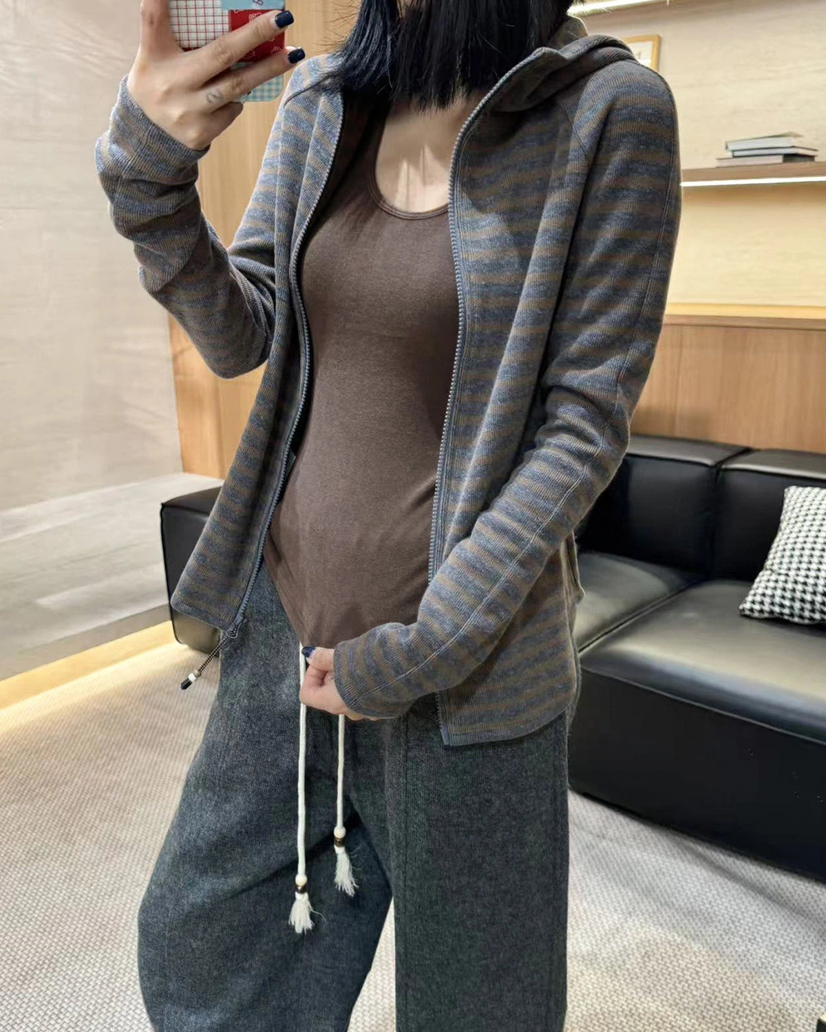 Wool Brushed Thermal Tank with Built-In Bra - DAISYSILK