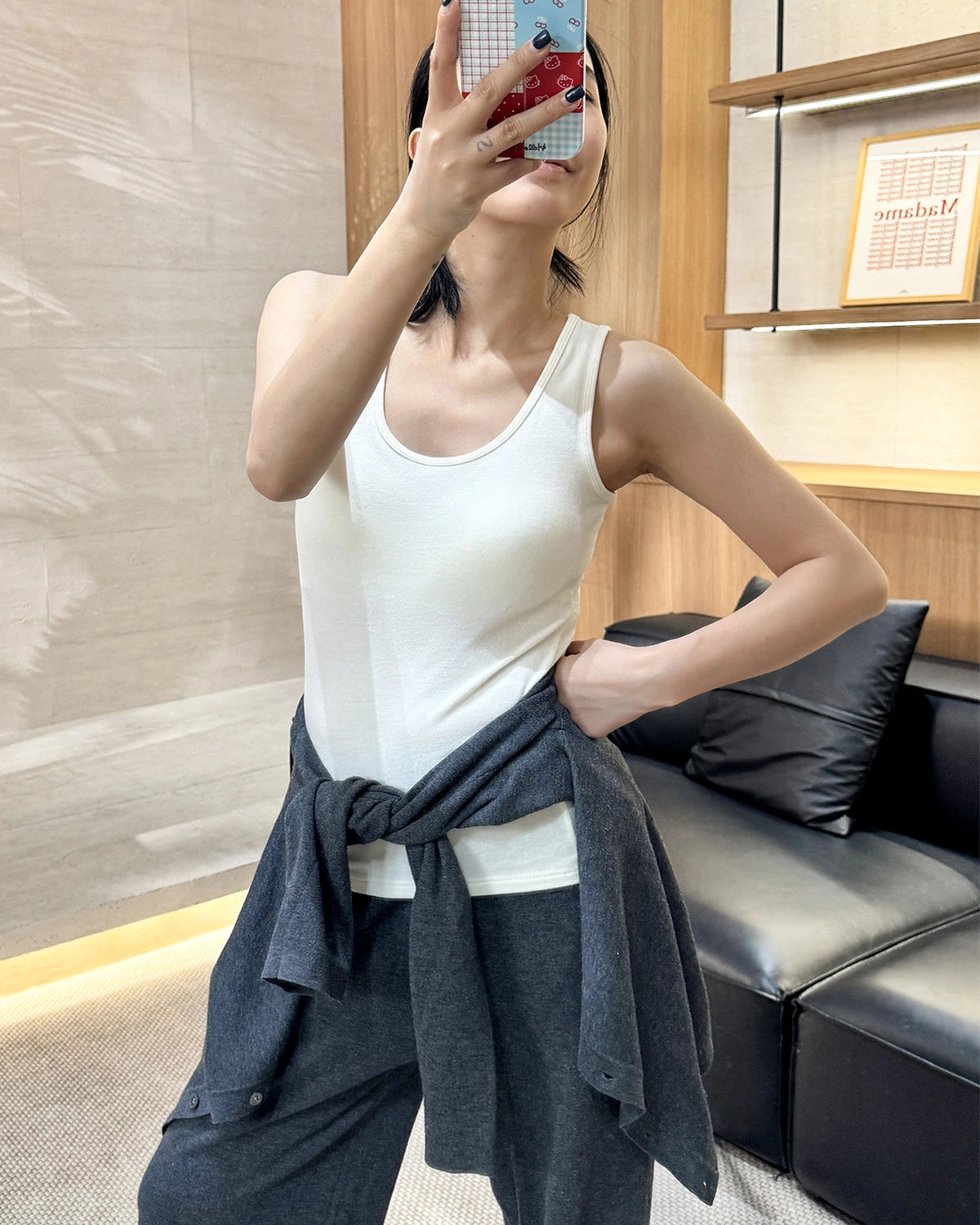 Wool Brushed Thermal Tank with Built-In Bra - DAISYSILK