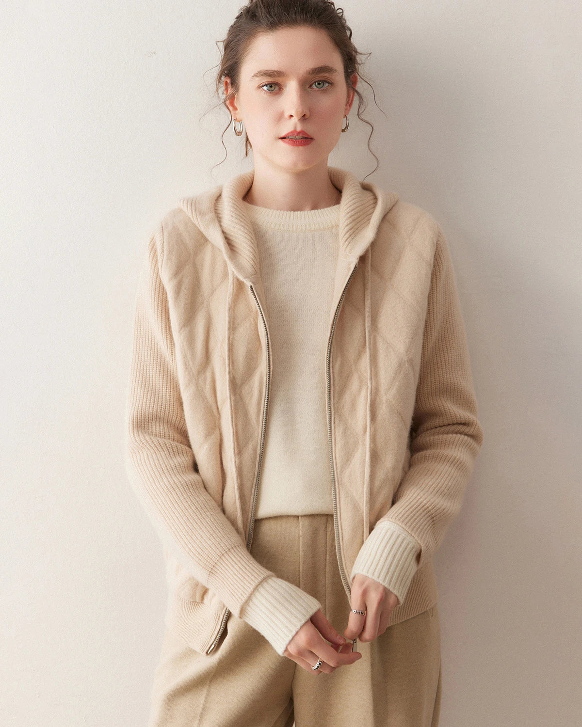 Women’s Hooded Cashmere Zip-Up Jacket - DAISYSILK