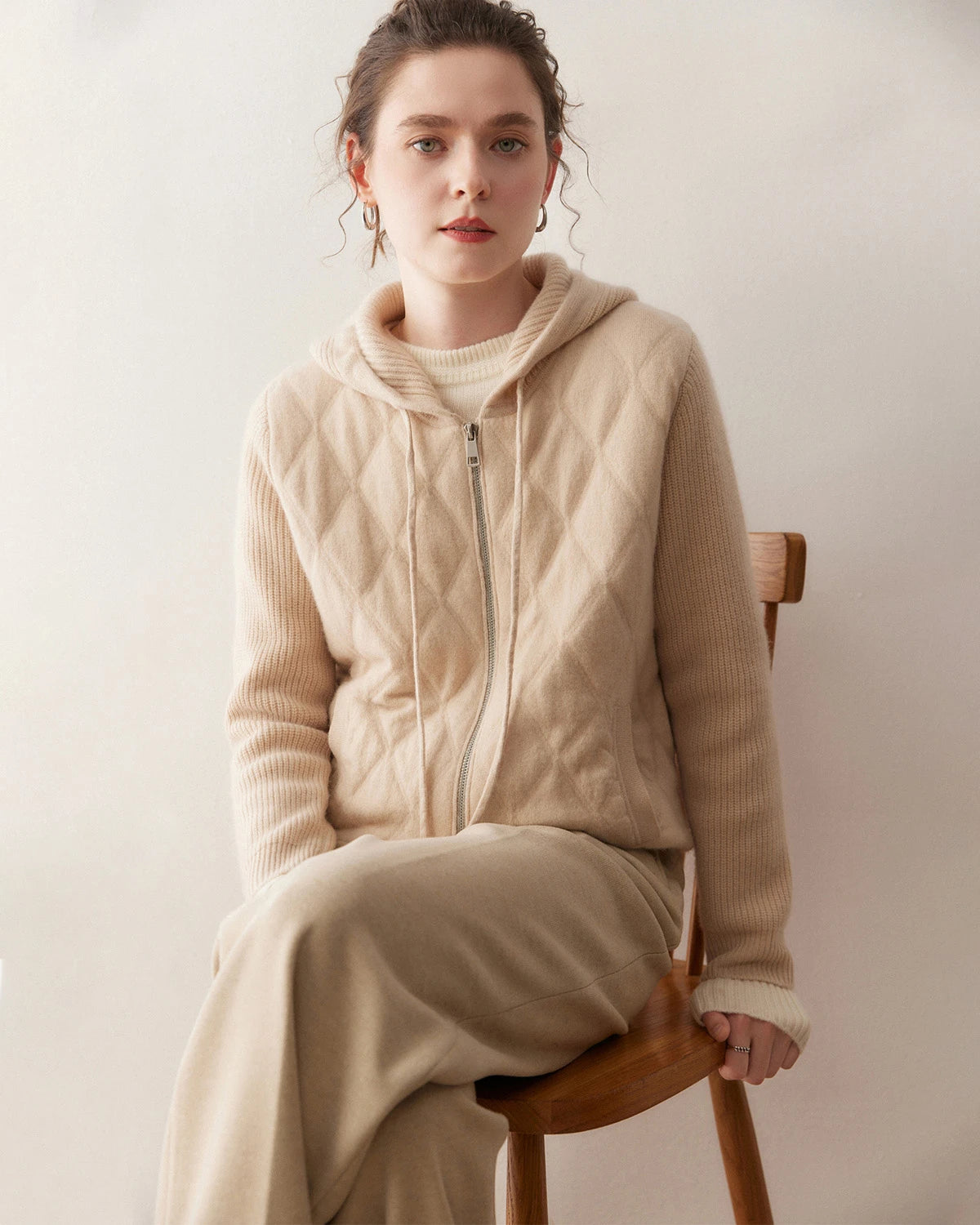 Women’s Hooded Cashmere Zip-Up Jacket - DAISYSILK
