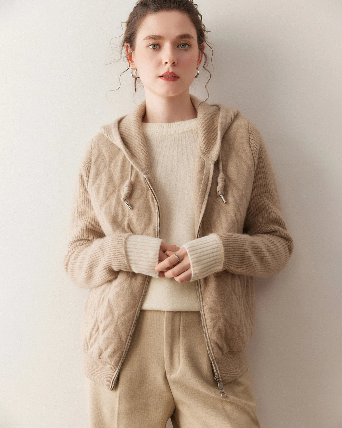 Women’s Hooded Cashmere Zip-Up Jacket - DAISYSILK