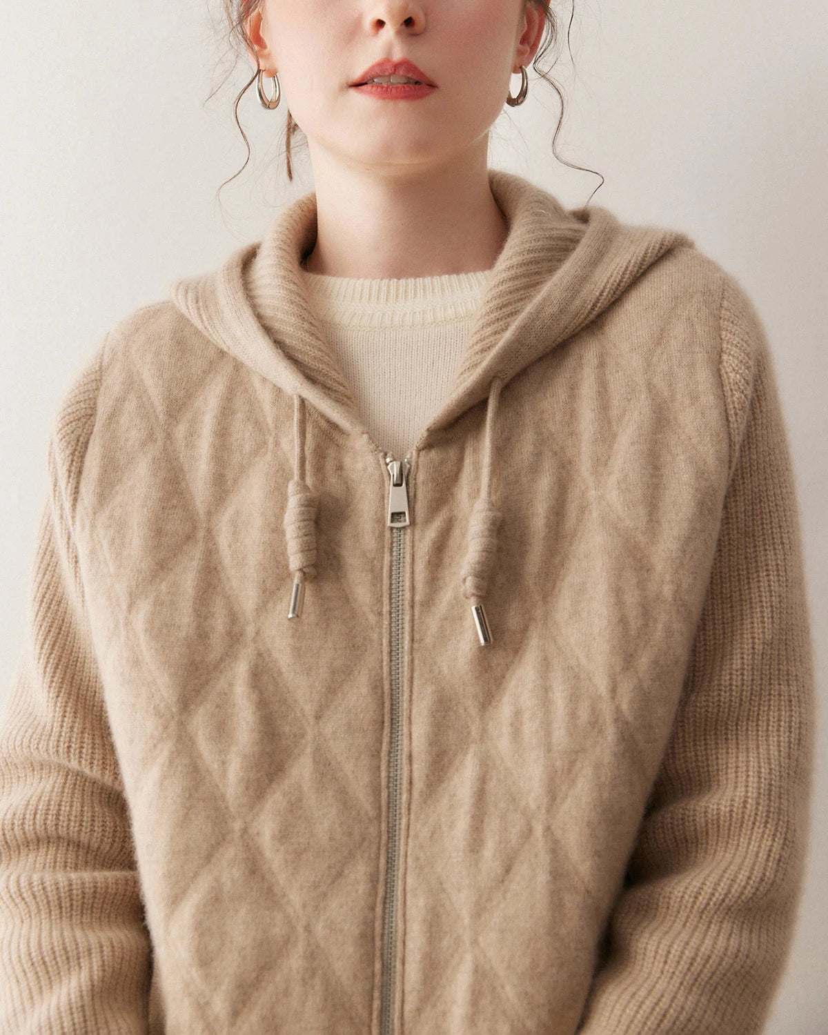 Women’s Hooded Cashmere Zip-Up Jacket - DAISYSILK