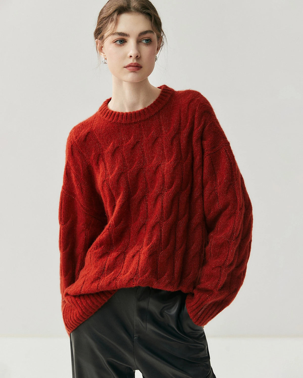 Women's Cable Knit Silk Cashmere Oversize Pullover - DAISYSILK