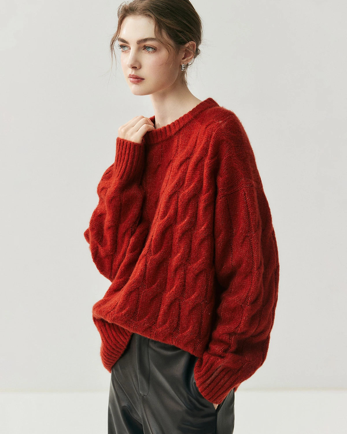 Women's Cable Knit Silk Cashmere Oversize Pullover - DAISYSILK