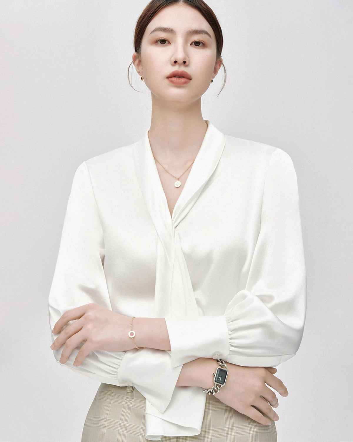 25 Momme Refined Silk Tie Front Blouse - DAISYSILK