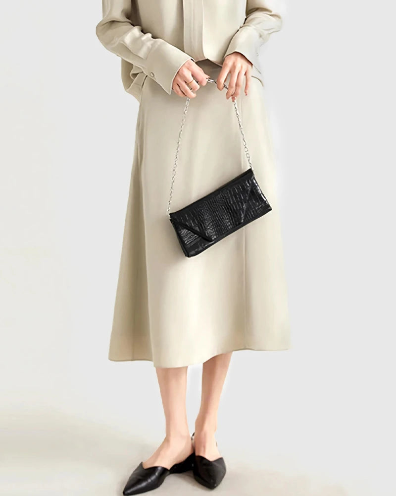 30 Momme Heavy Silk A-Line Midi Skirt - DAISYSILK