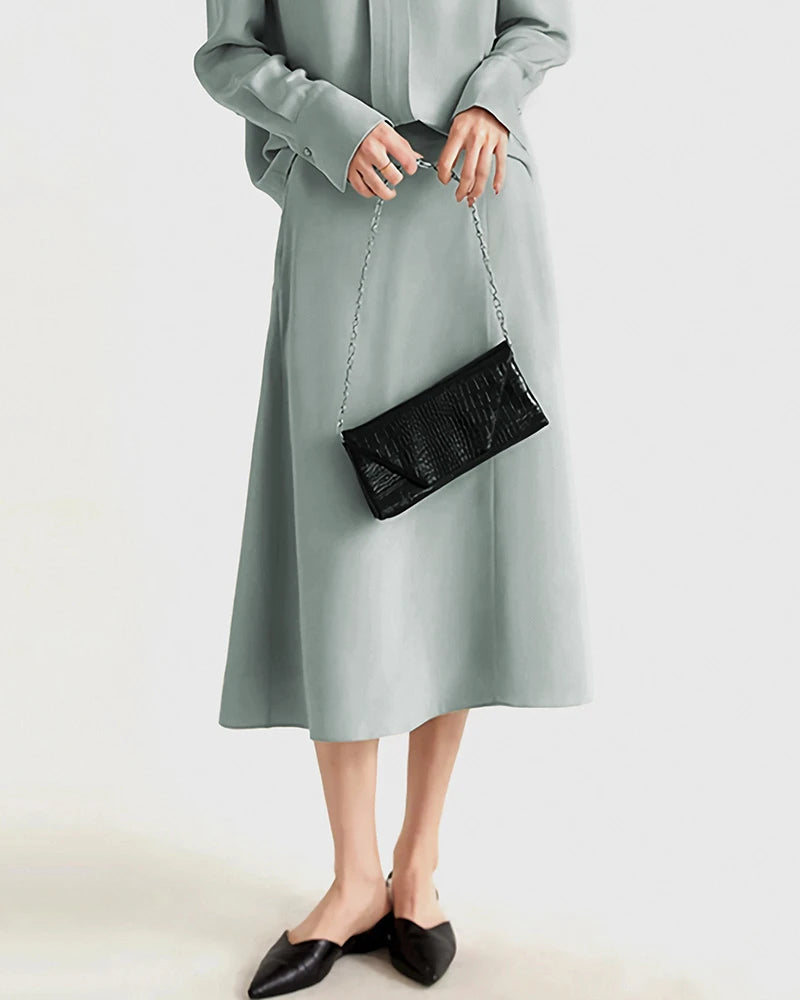 30 Momme Heavy Silk A-Line Midi Skirt - DAISYSILK