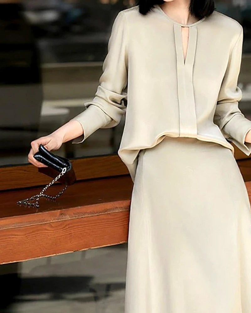 30 Momme Heavy Silk A-Line Midi Skirt - DAISYSILK