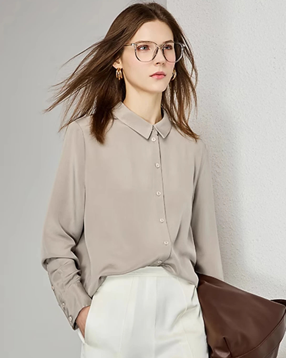 30 Momme Heavy Silk Button-Up Blouse - DAISYSILK