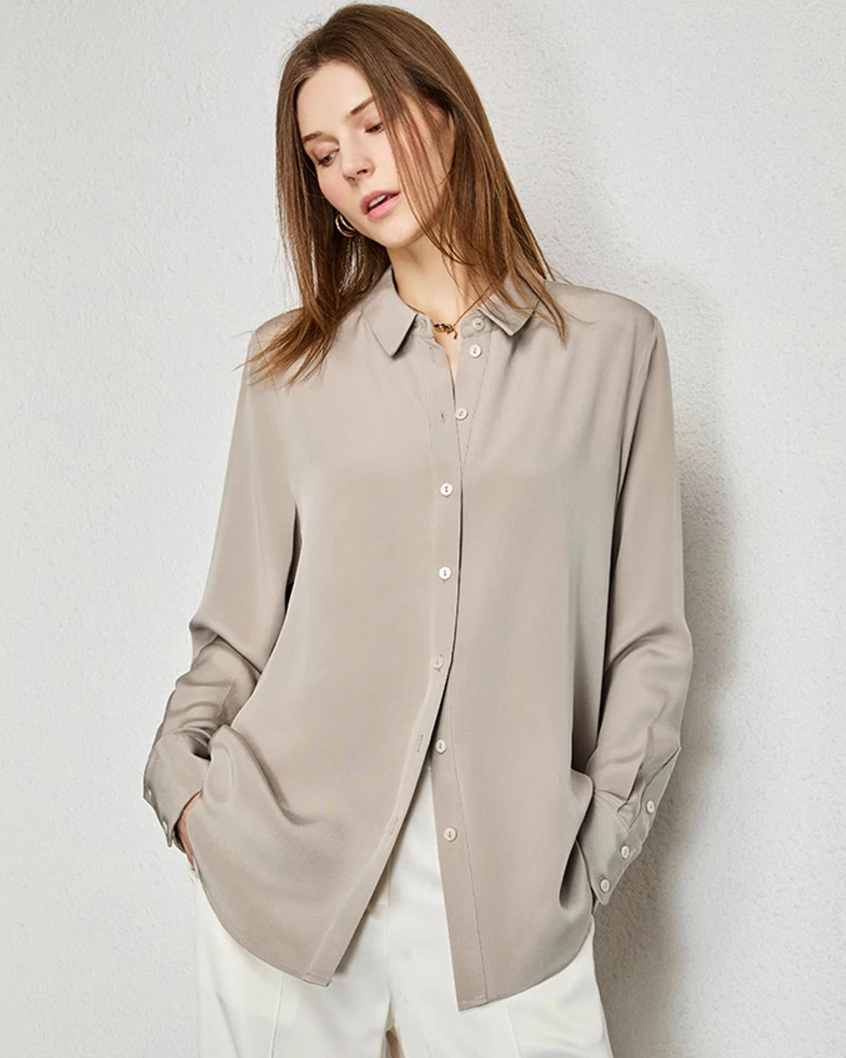 30 Momme Heavy Silk Button-Up Blouse - DAISYSILK