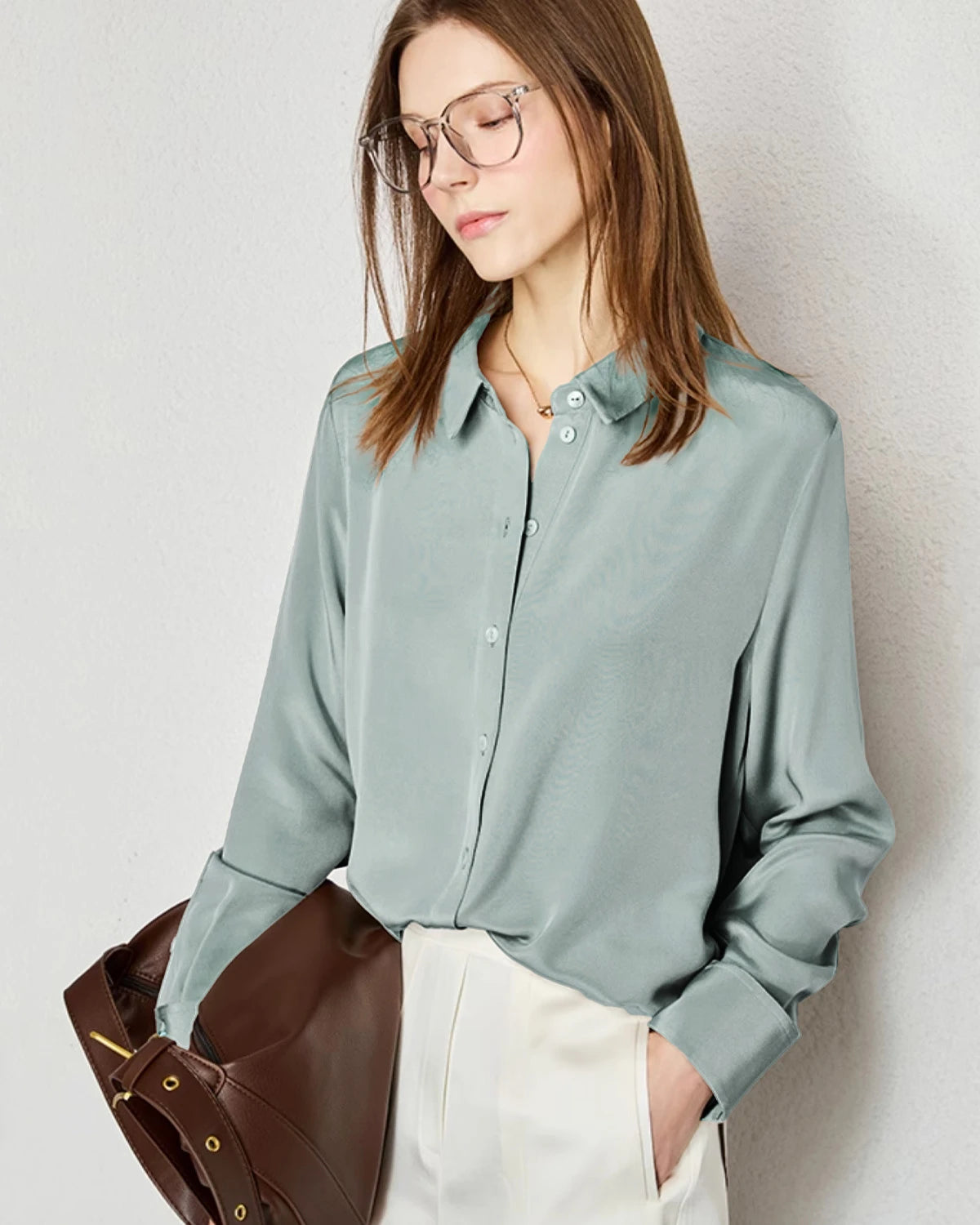 30 Momme Heavy Silk Button-Up Blouse - DAISYSILK