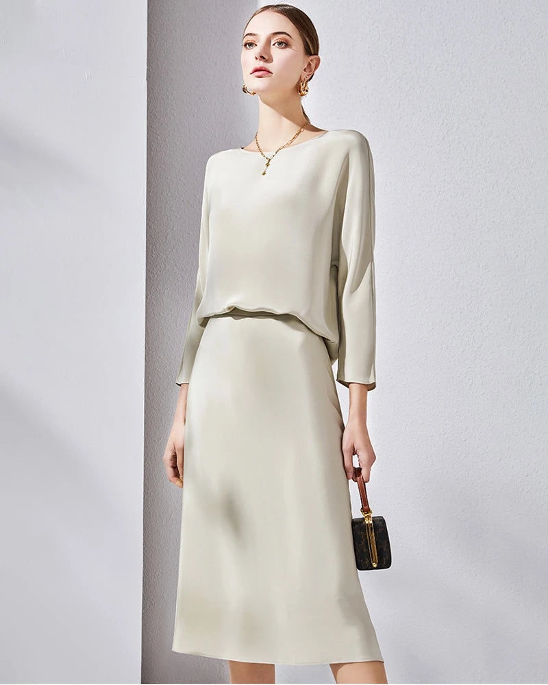 30mm Loose Long Sleeve Pullover Silk Blouse - DAISYSILK