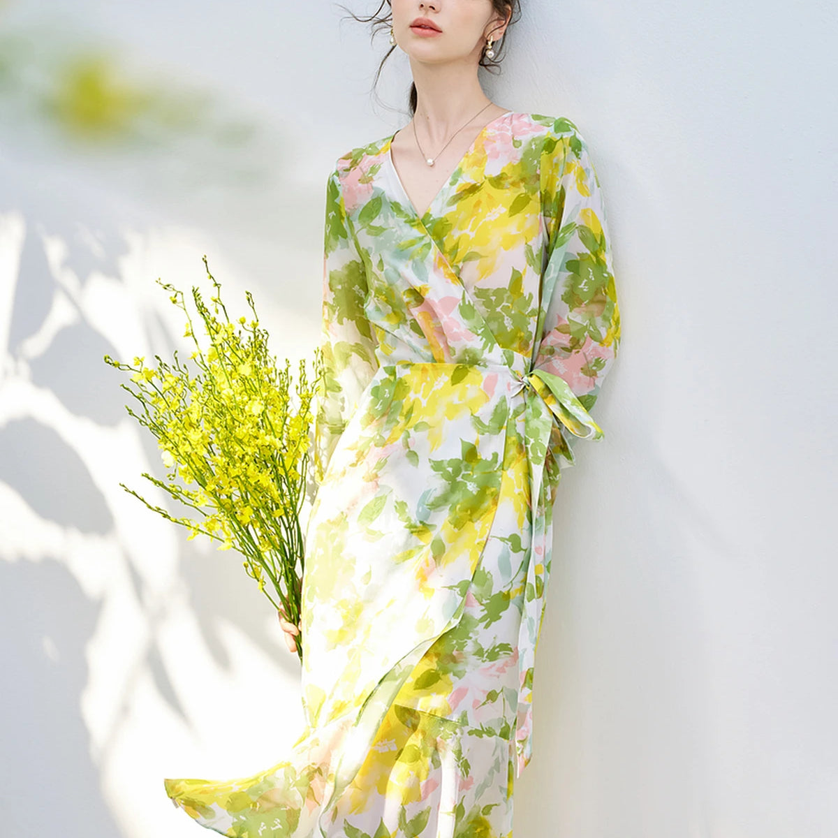 floral dress silk Daisysilk Floral Silk Wrap Dress
