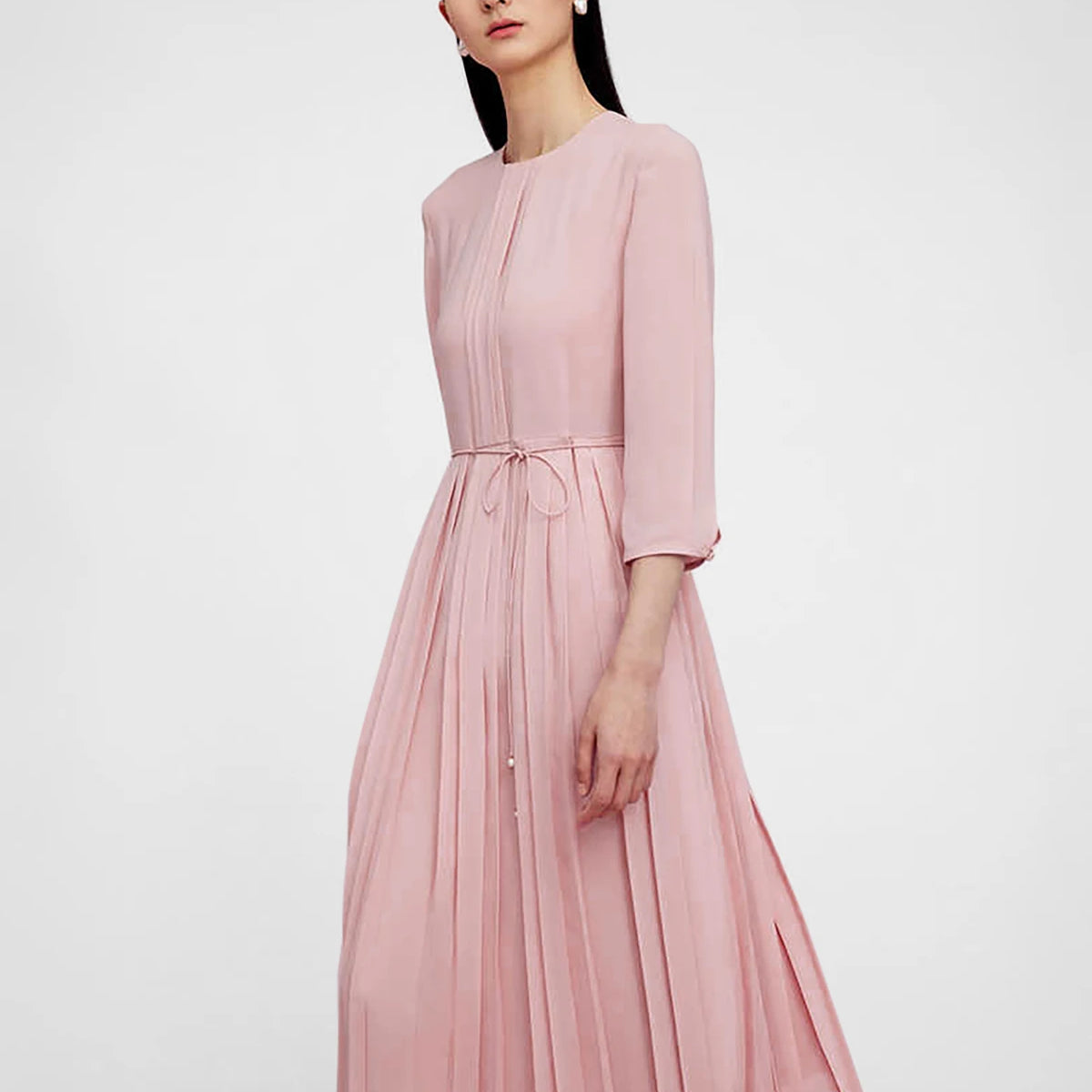 DaisySilk Women's Pleated Silk Maxi Dress Long Sleeve Crew Neck DAISYSILK DaisySilk Women's Pleated Silk Maxi Dress Long Sleeve Crew Neck DAISYSILK