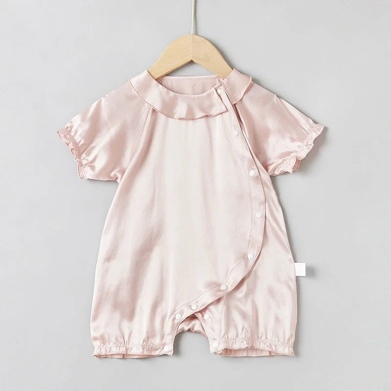 Doll Collar Baby Silk Onesies, Pink